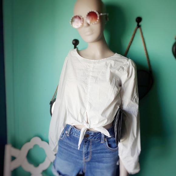 Forever 21 white linen crop top - Picture 4 of 8